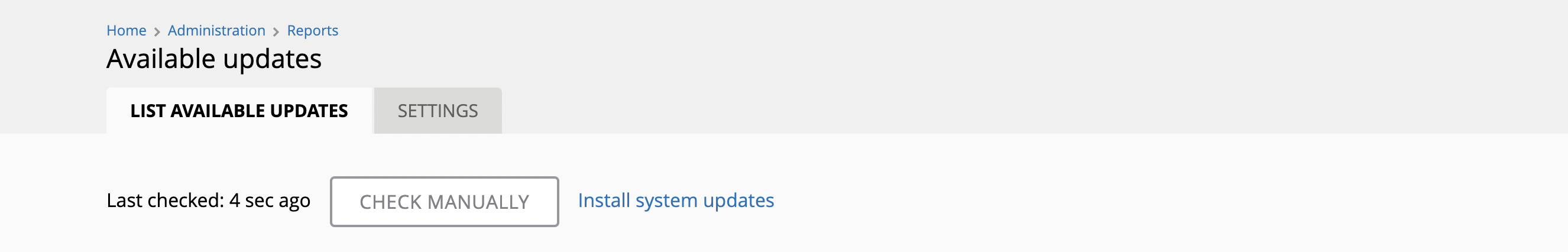 The Install System Updates link at the top of the available updates page.